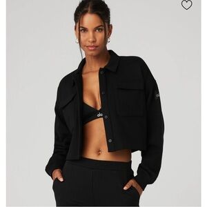 ALO Yoga Renown Cropped Button Up Black Women's Jacket Small